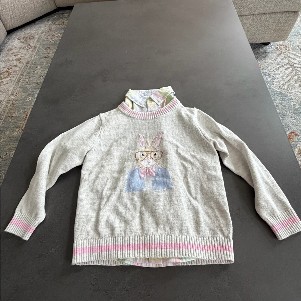 Janie and Jack Pastel Collar Gray Sweater